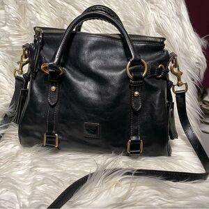 Dooney and Bourke Florentine Black Leather Satchel Handbag